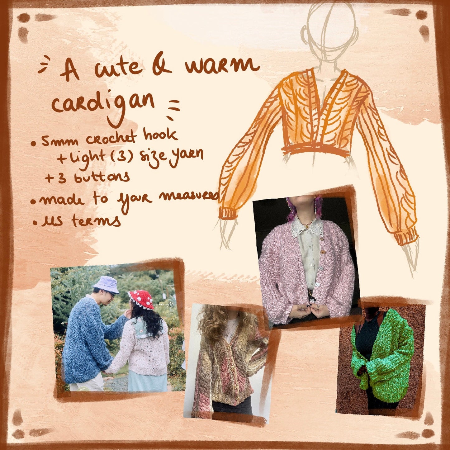 The Lightly Toasted cardigan | crochet pattern | advanced level