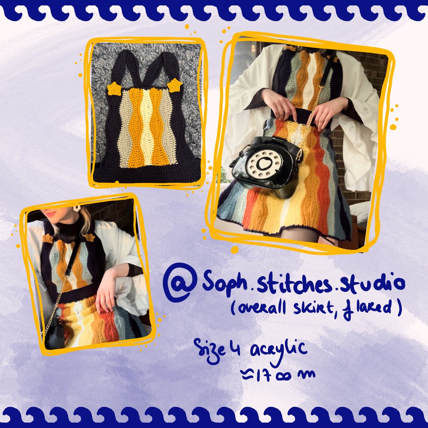 La Madrague Overalls & Skirt + Tote bag | crochet pattern | advanced level