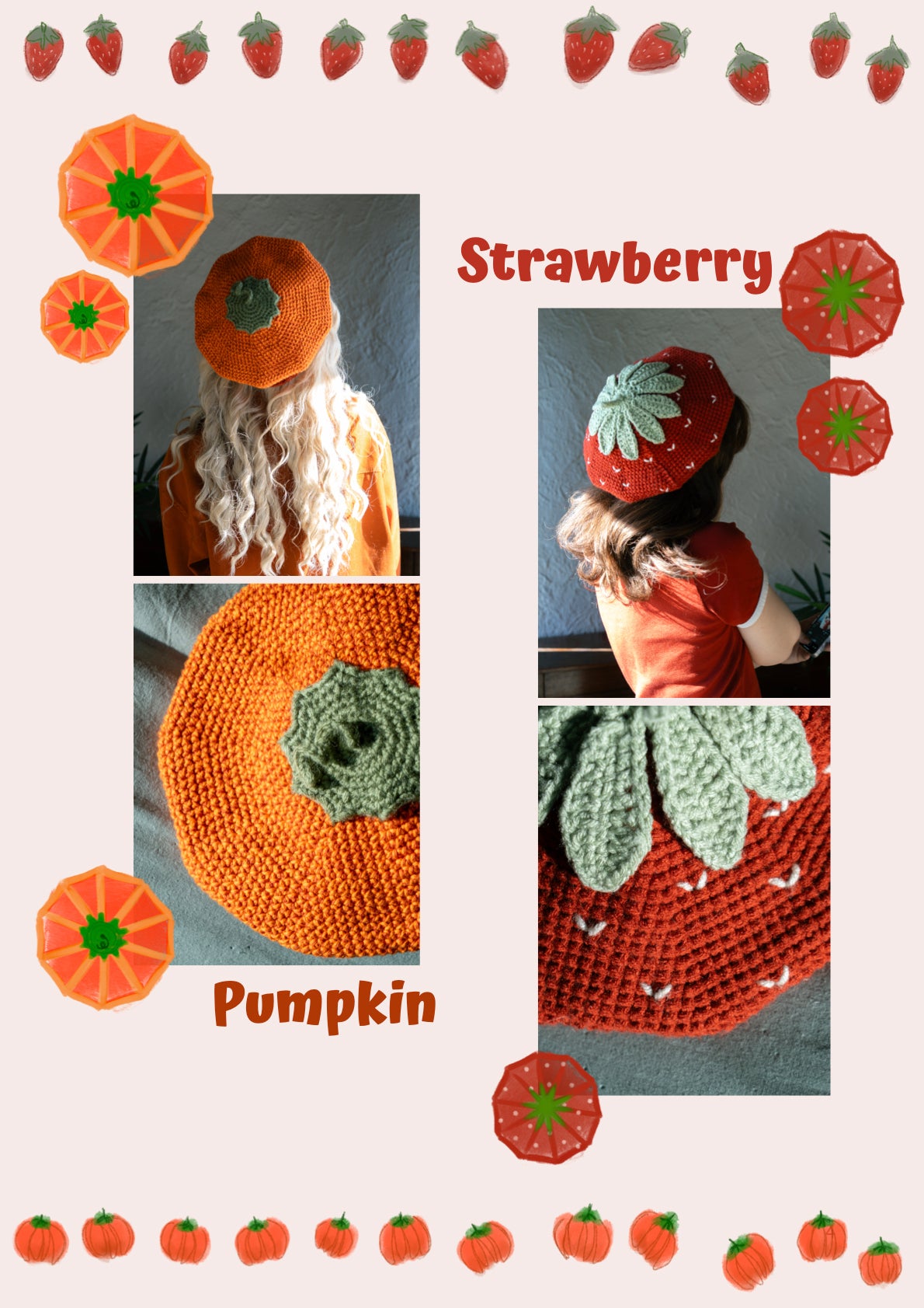 The Fruit Berets Crochet Pattern | crochet pattern | Beginner friendly | US & FR terms