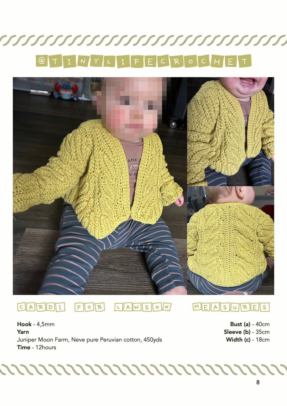Baby Toasted cardigan | crochet pattern | advanced beginner level
