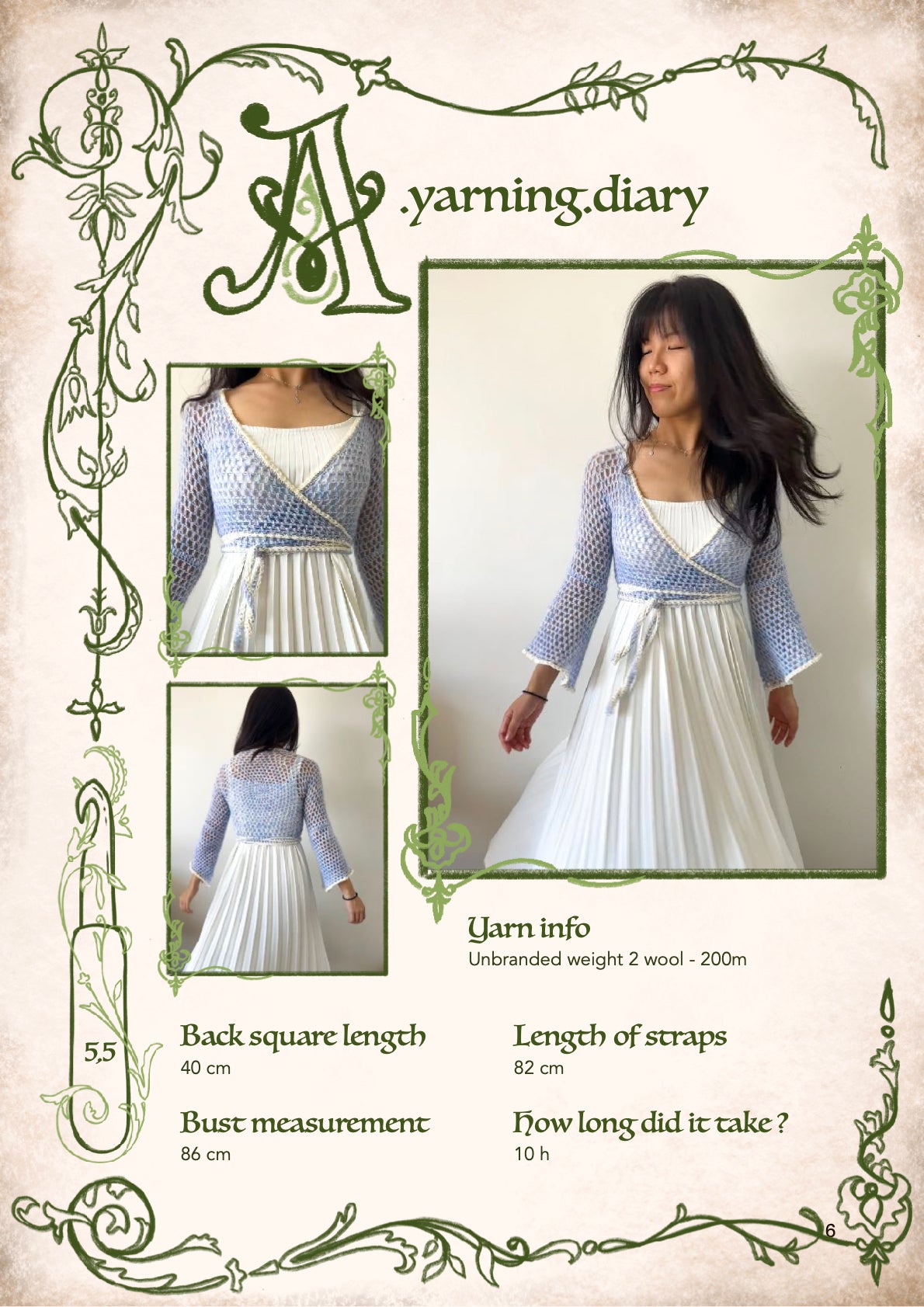 Brocéliande wrap top | crochet pattern | advanced beginner level