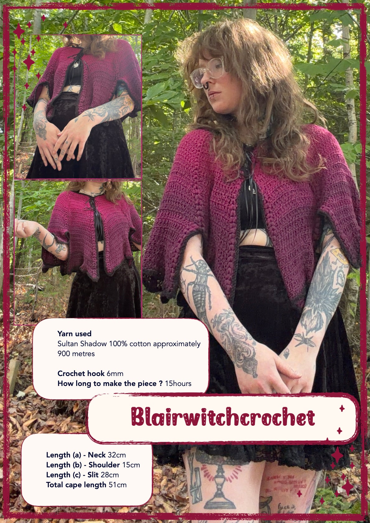 Cranberry Cape | crochet pattern | advanced beginner level
