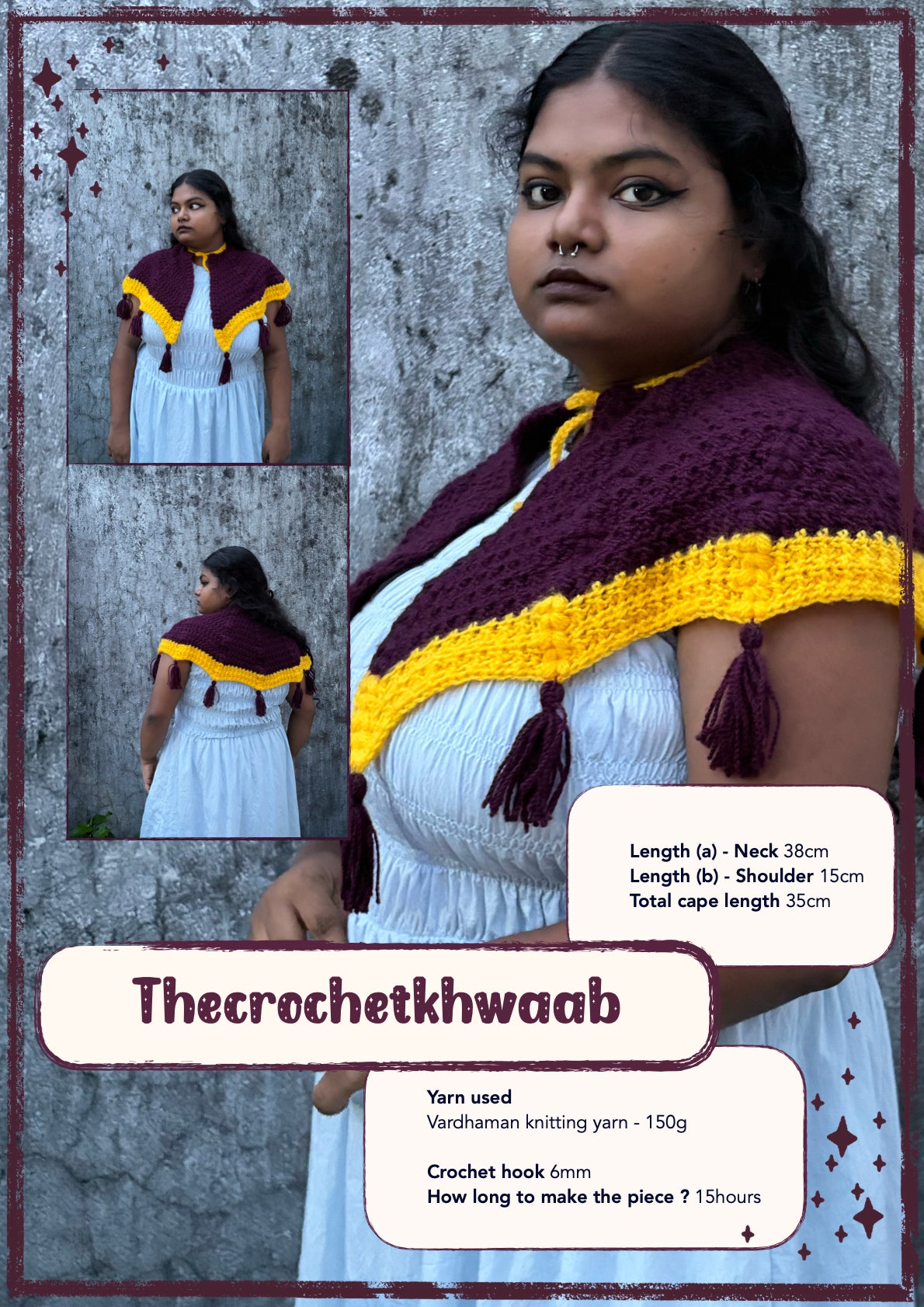 Cranberry Cape | crochet pattern | advanced beginner level