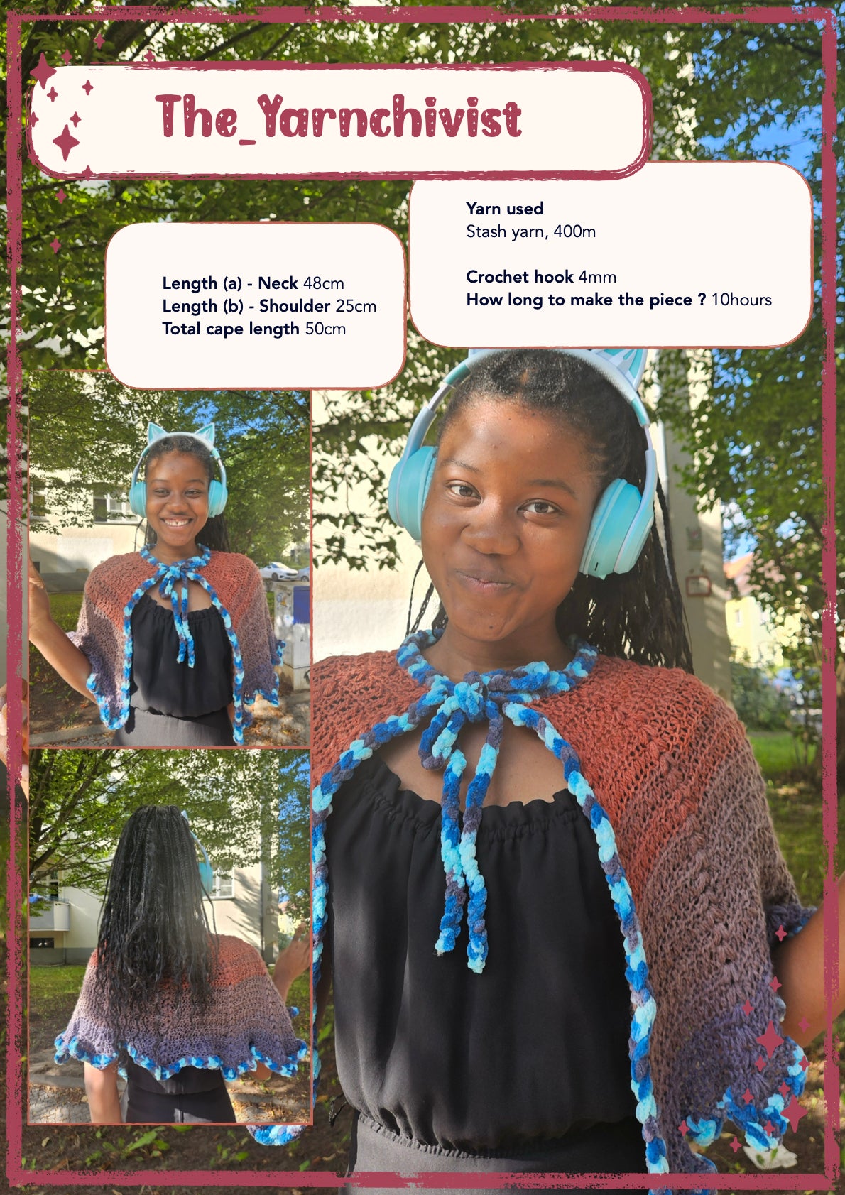 Cranberry Cape | crochet pattern | advanced beginner level