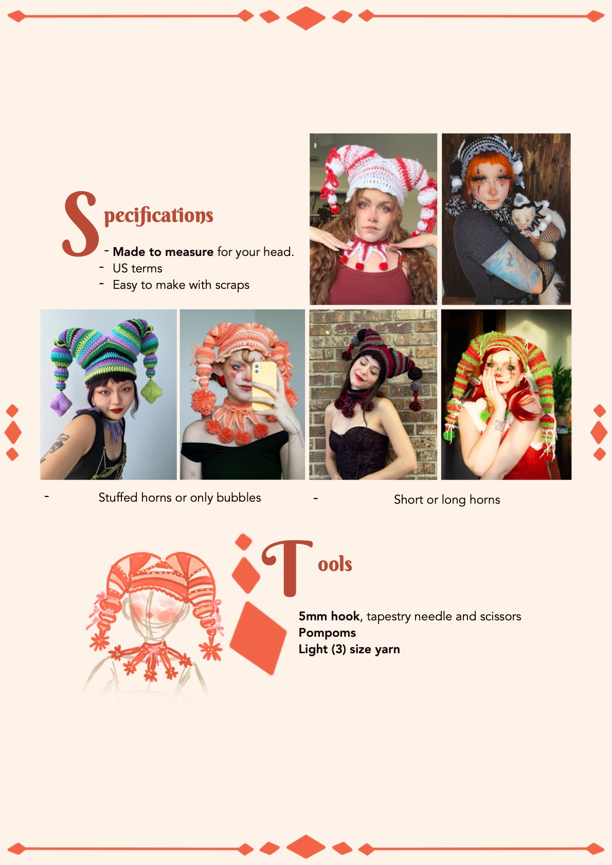 Jane Foole's Jester set | Crochet pattern | Beginner friendly