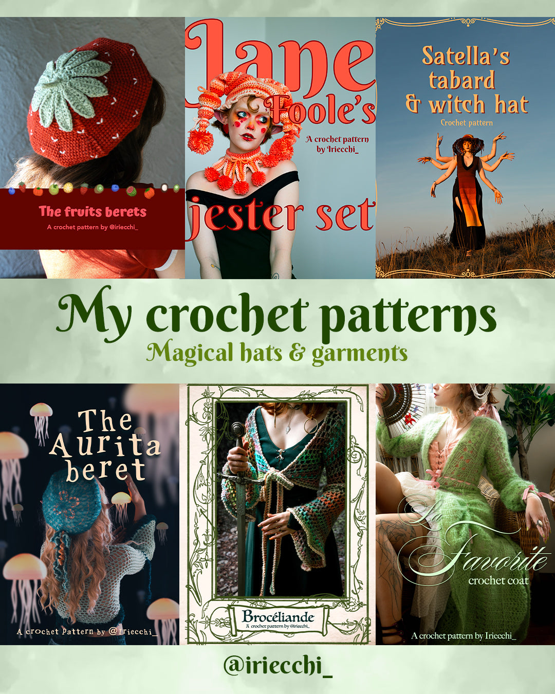 Crochet pattern winter bundle - 6 Magical Hats & Garments patterns