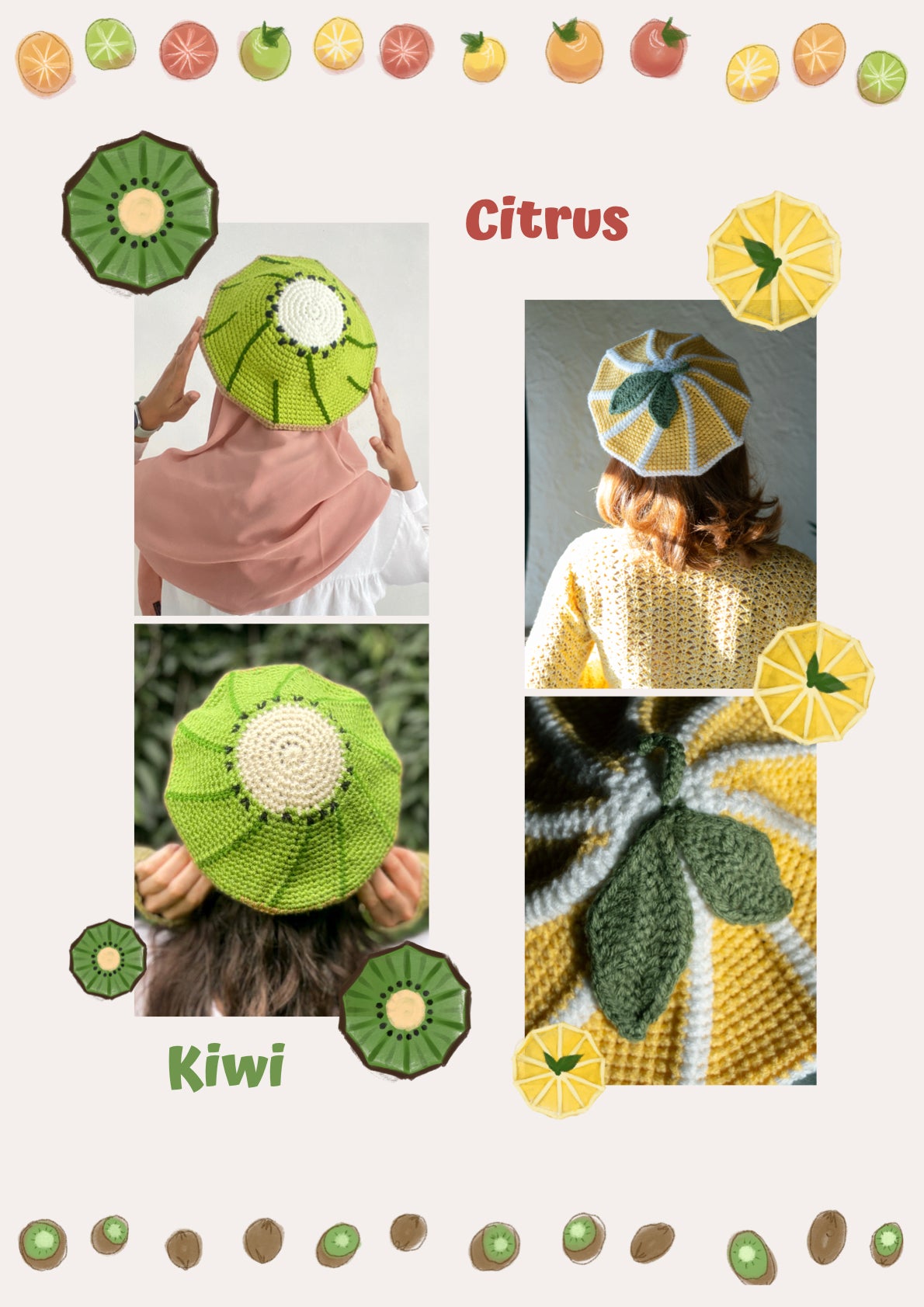 The Fruit Berets Crochet Pattern | crochet pattern | Beginner friendly | US & FR terms