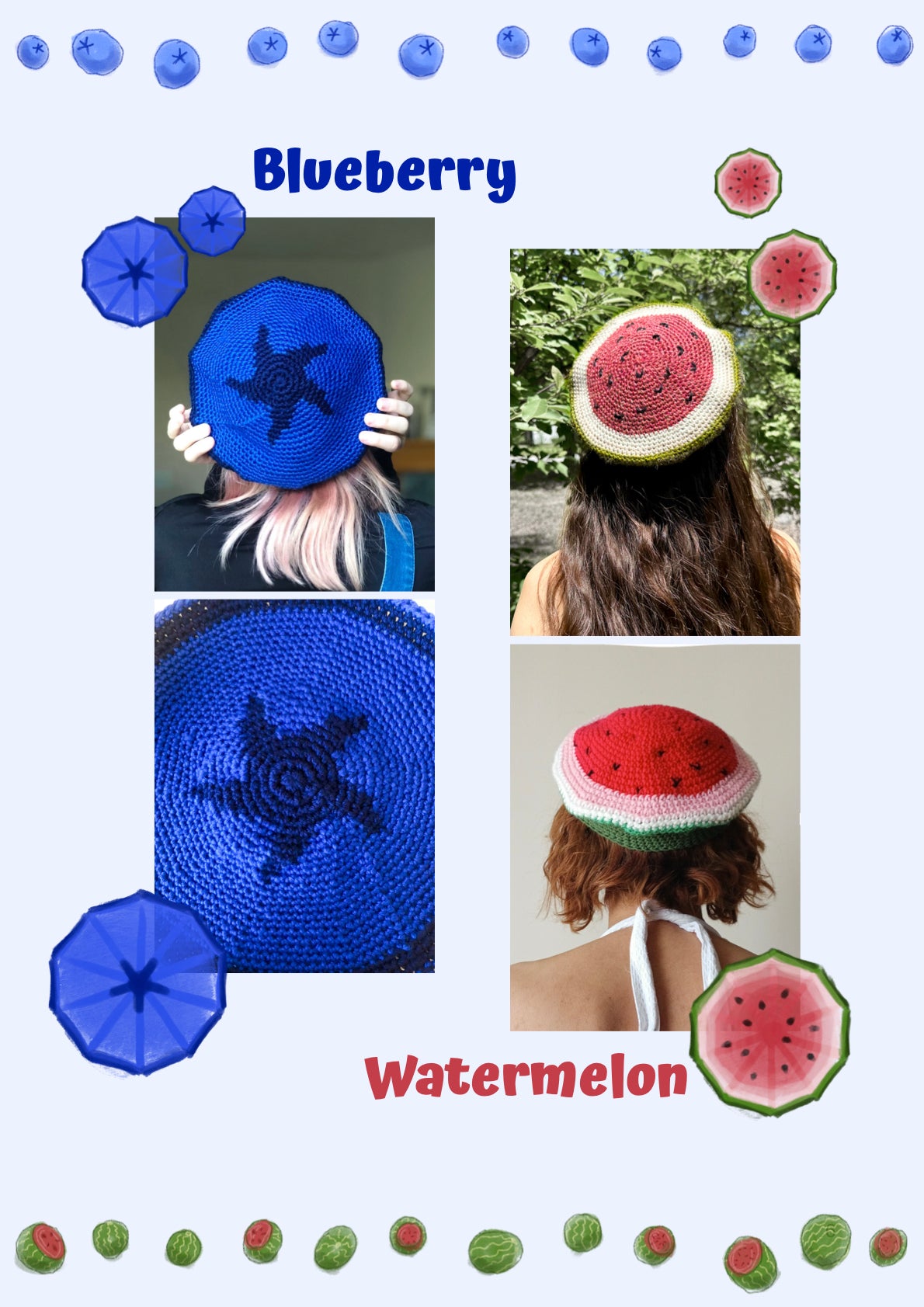 The Fruit Berets Crochet Pattern | crochet pattern | Beginner friendly | US & FR terms